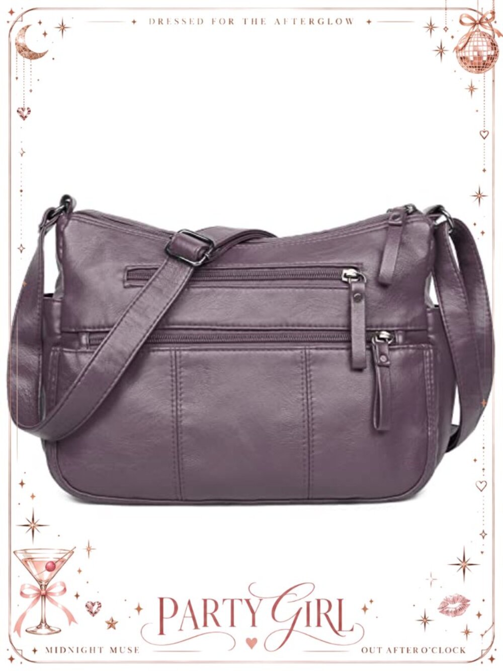 Soft PU Leather Crossbody Bag Shoulder Purse Multi Pocket Lightweight